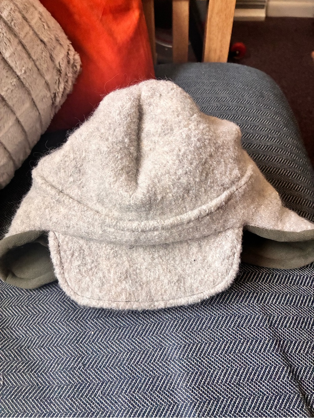 Wool Blend Earflap Cap - Light Gray